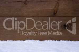 Brown Wooden Texture Or Background With Snow