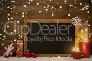 Christmas Card, Blackboard, Snow, Snowflakes, Copy Space