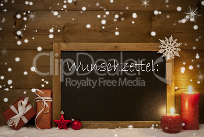 Christmas Card, Blackboard, Snowflakes, Wunschzettel, Wish List