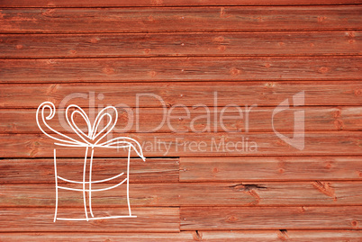 Concept Illustration Of One Gift, Copy Space, Wooden Background