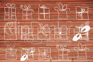 Concept Illustration Of Gifts, Copy Space, Wooden Background