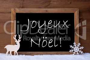 Card, Blackboard, Snow, Reindeer, Joyeux Noel Mean Christmas