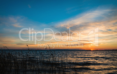 Beautiful sunset under river