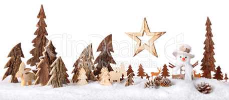 Wooden decoration as a cute winter scene