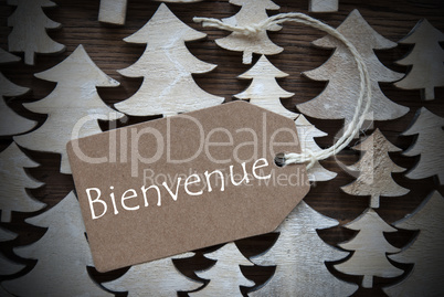 Brown Christmas Label With Bienvenue Means Welcome