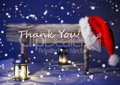 Christmas Card With Sign, Candlelight Santa Hat, Thank You