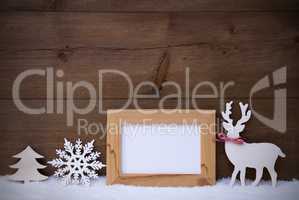 White Christmas Decoration On Snow, Copy Space