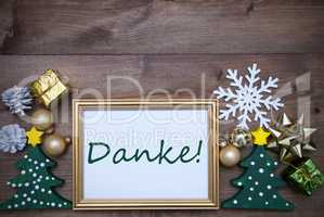 Frame With Christmas Decoration, Danke Mean Thank You