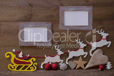 Santa Claus Sled, Reindeer, Christmas Decoration, Frames