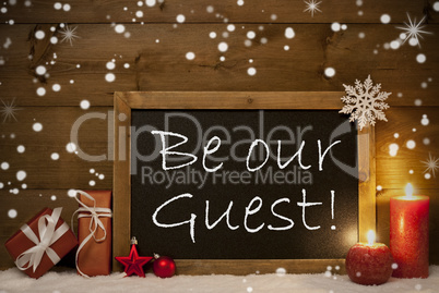 Christmas Card, Blackboard, Snowflakes, Candles, Be Our Guest