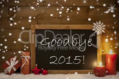 Christmas Card, Blackboard, Snowflakes, Candles, Goodbye 2015