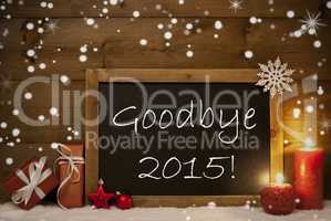 Christmas Card, Blackboard, Snowflakes, Candles, Goodbye 2015