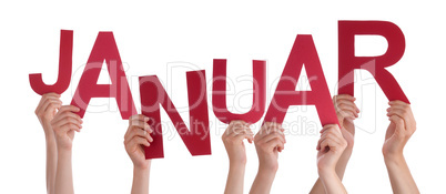 People Holding German Word Januar Means January