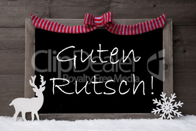 Gray Christmas Card, Snow, Loop, Guten Rutsch Mean New Year