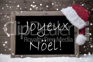 Gray Card, Chalkboard, Joyeux Noel Mean Merry Christmas, Snow