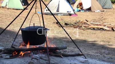 cauldron on campfire