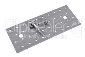 Perforated metal plate furniture screw and nuts
