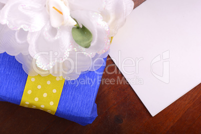 color gift boxes on wooden background