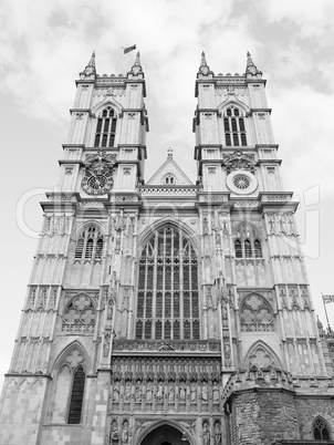 Black and white Westminster Abbey in London