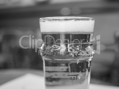 Black and white Pint of British ale beer