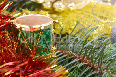 Closeup on colourful Christmas decorations