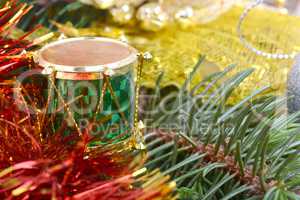 Closeup on colourful Christmas decorations