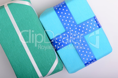 gift box set with white ribbon on white background gift box set with white ribbon on white background