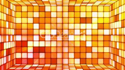 Broadcast Twinkling Hi-Tech Cubes Room, Orange Red, Abstract, Loopable, HD