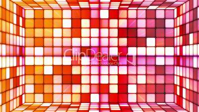 Broadcast Twinkling Hi-Tech Cubes Room, Orange Red, Abstract, Loopable, HD