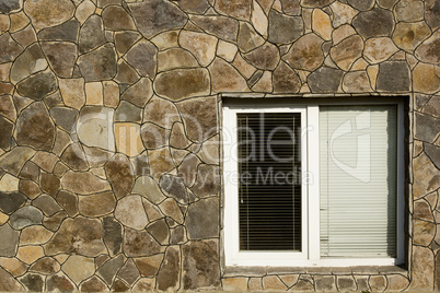 Modern plastic window with horizontal blinds