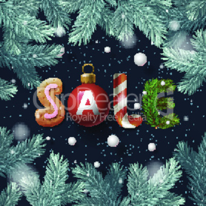 Christmas sale bakcground, promotional poster for Christmas sale, vector illustration.