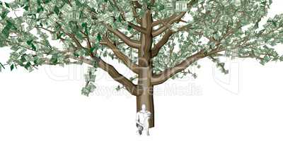 Man Sitting Underneath a Money Tree