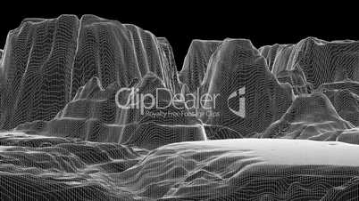 Virtual Fly through Wireframe Canyon