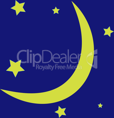 Moon and stars on a dark background
