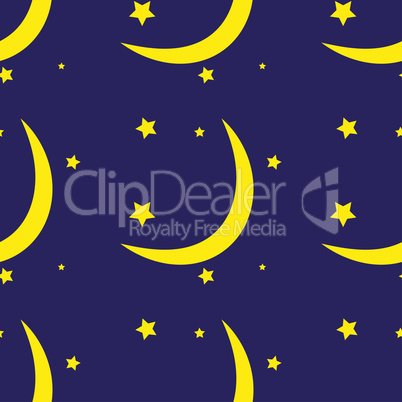 Seamless pattern of the moon and stars