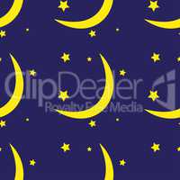 Seamless pattern of the moon and stars
