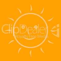 Cartoon sun on an orange background