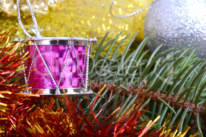 Closeup on colourful Christmas decorations