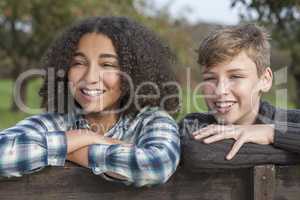 Mixed Race Teenagers Boy & African American Girl