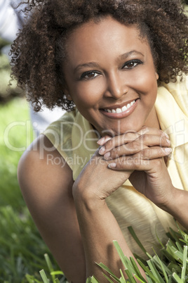 Happy African American Woman Smiling Outside