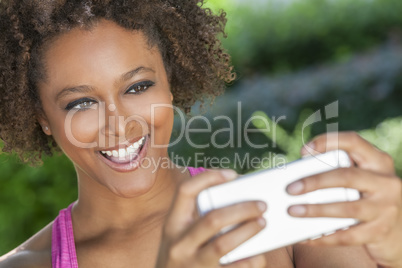 African American Woman Taking Selfie Photograph Smartphone
