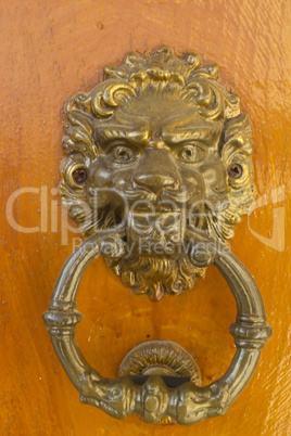 Decorative door knocker in the form of a lion