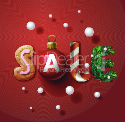 Christmas sale bakcground, promotional poster for Christmas sale, vector illustration.