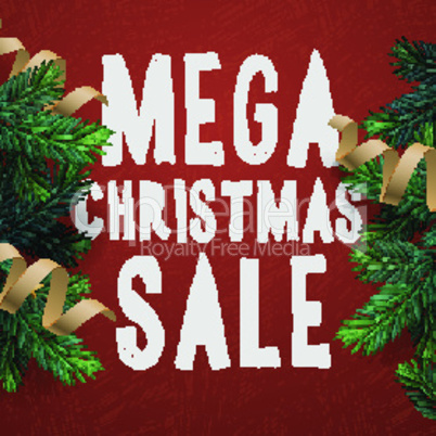 Christmas mega sale background, promotional poster for Christmas sale, vector illustration.