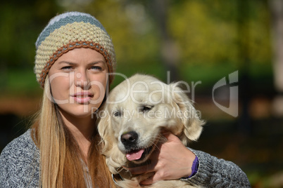 Portrait of girl and dog