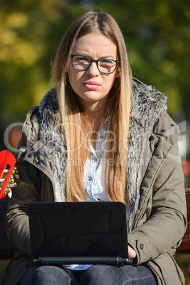 Young girl and lap top