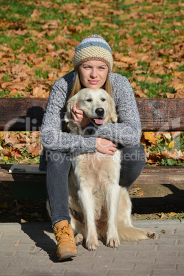 Girl and Golden retriever