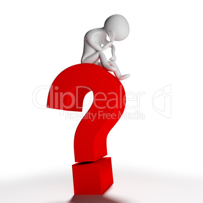 Human figure sitting on question mark