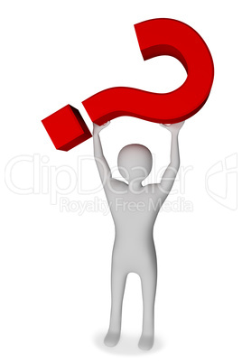 Human figure holding up question mark