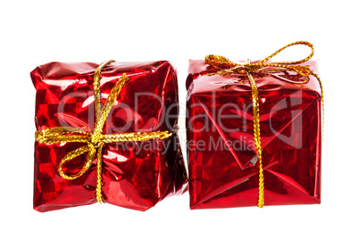 beautiful christmas red gifts isolated on white background